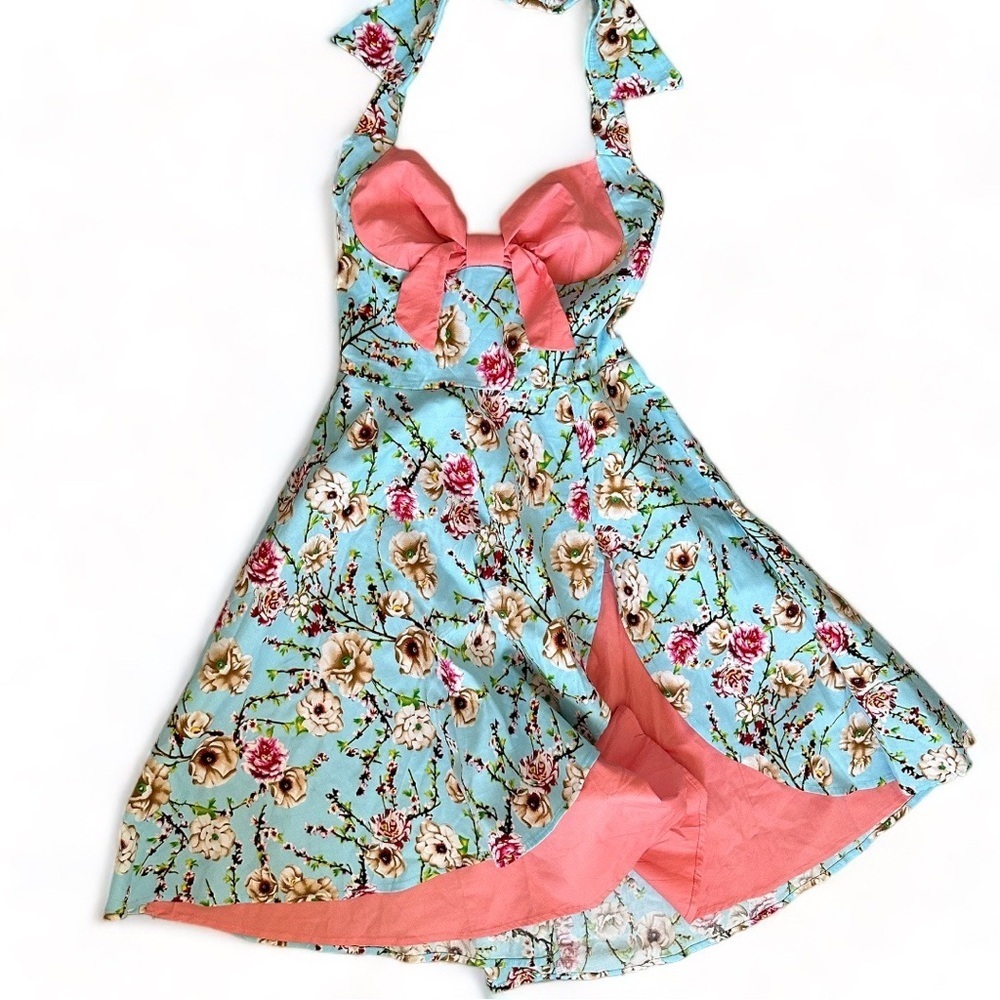 Boutique Blue Floral And Pink Dress And Looks Amazing On Size Medium View 4